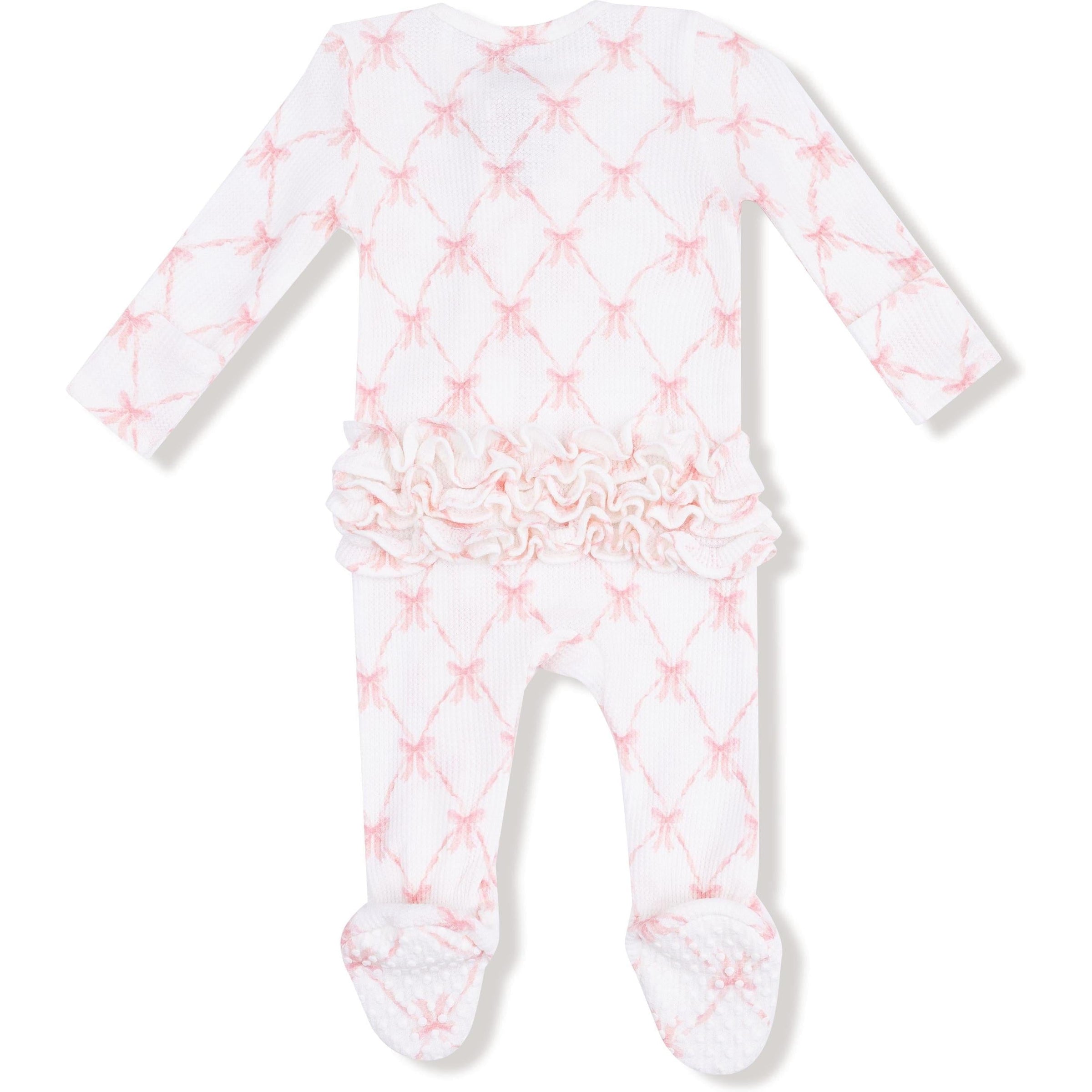 Angel Dear Ribbon Bow Trellis 2 Way Ruffle Zipper Footie