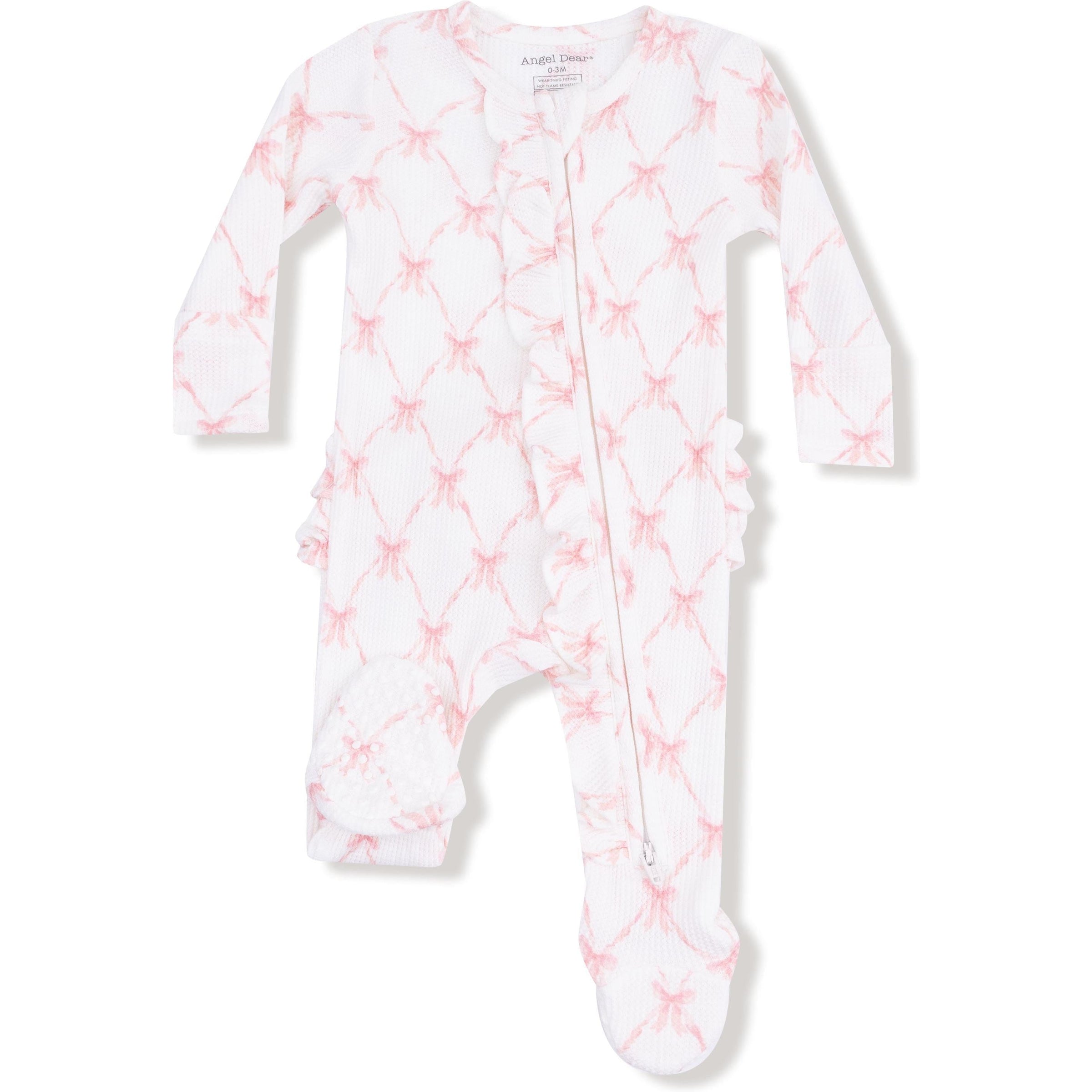 Angel Dear Ribbon Bow Trellis 2 Way Ruffle Zipper Footie