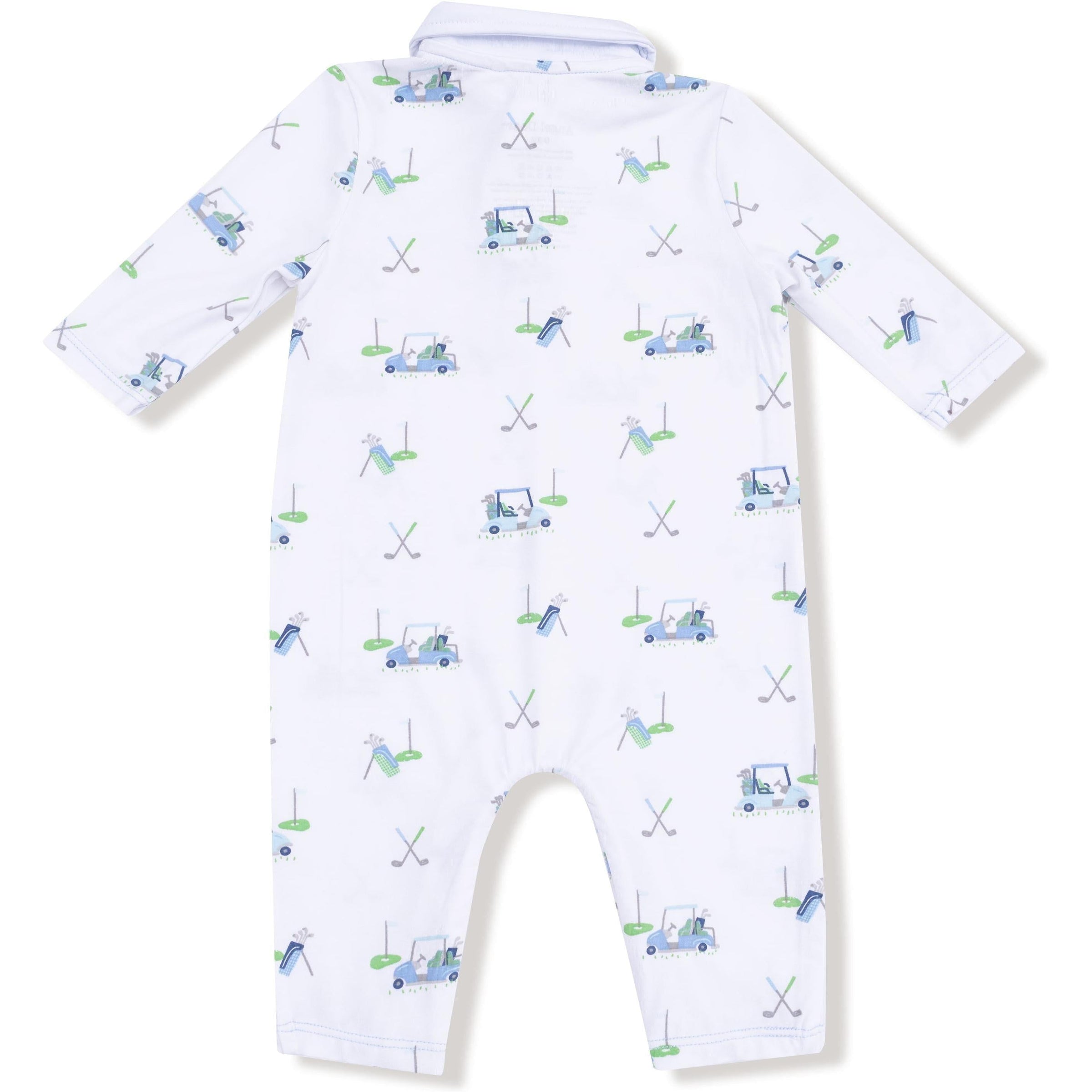 Angel Dear Baby Golf Carts Blue Polo Romper