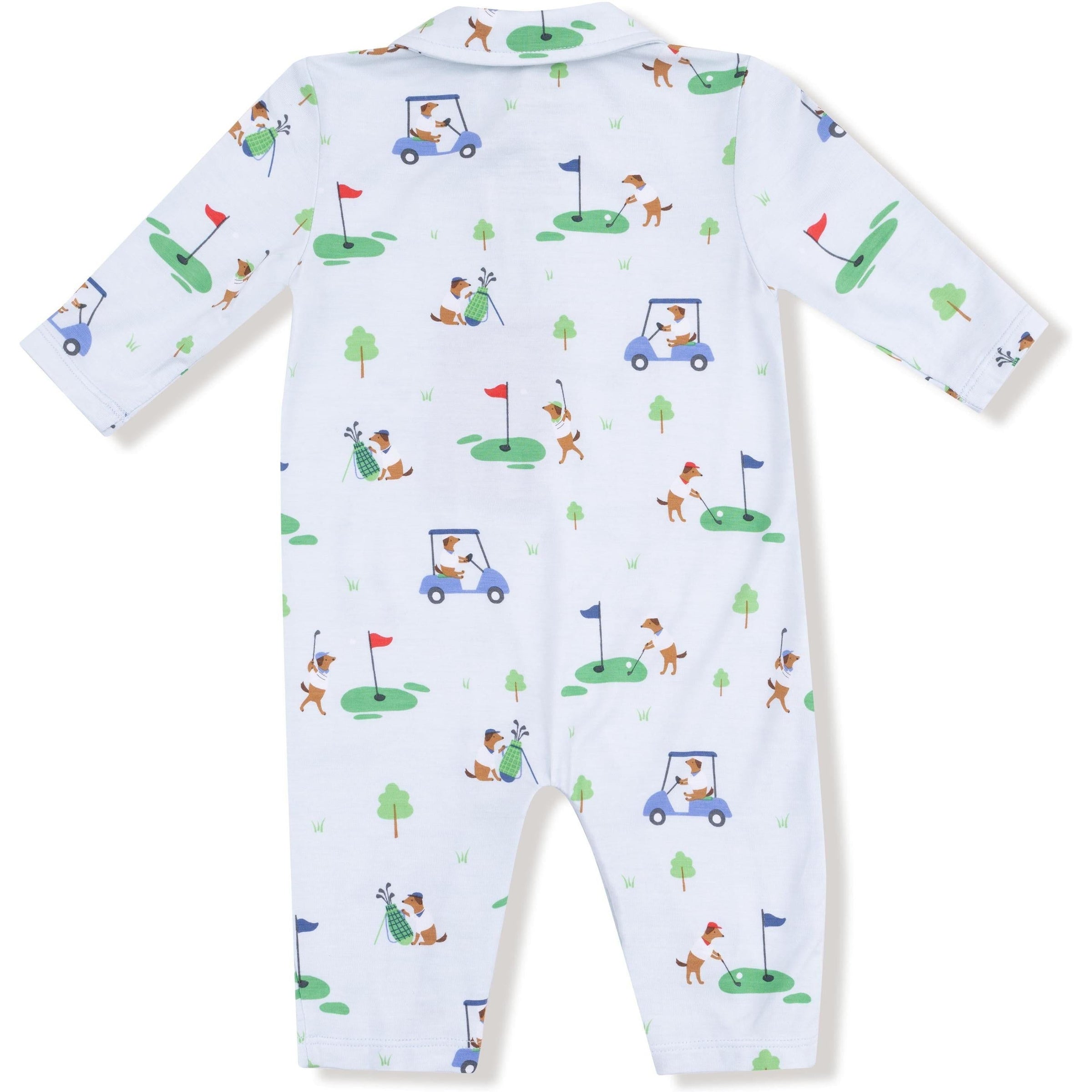 Angel Dear Dog Gone Golf Blue Polo Romper