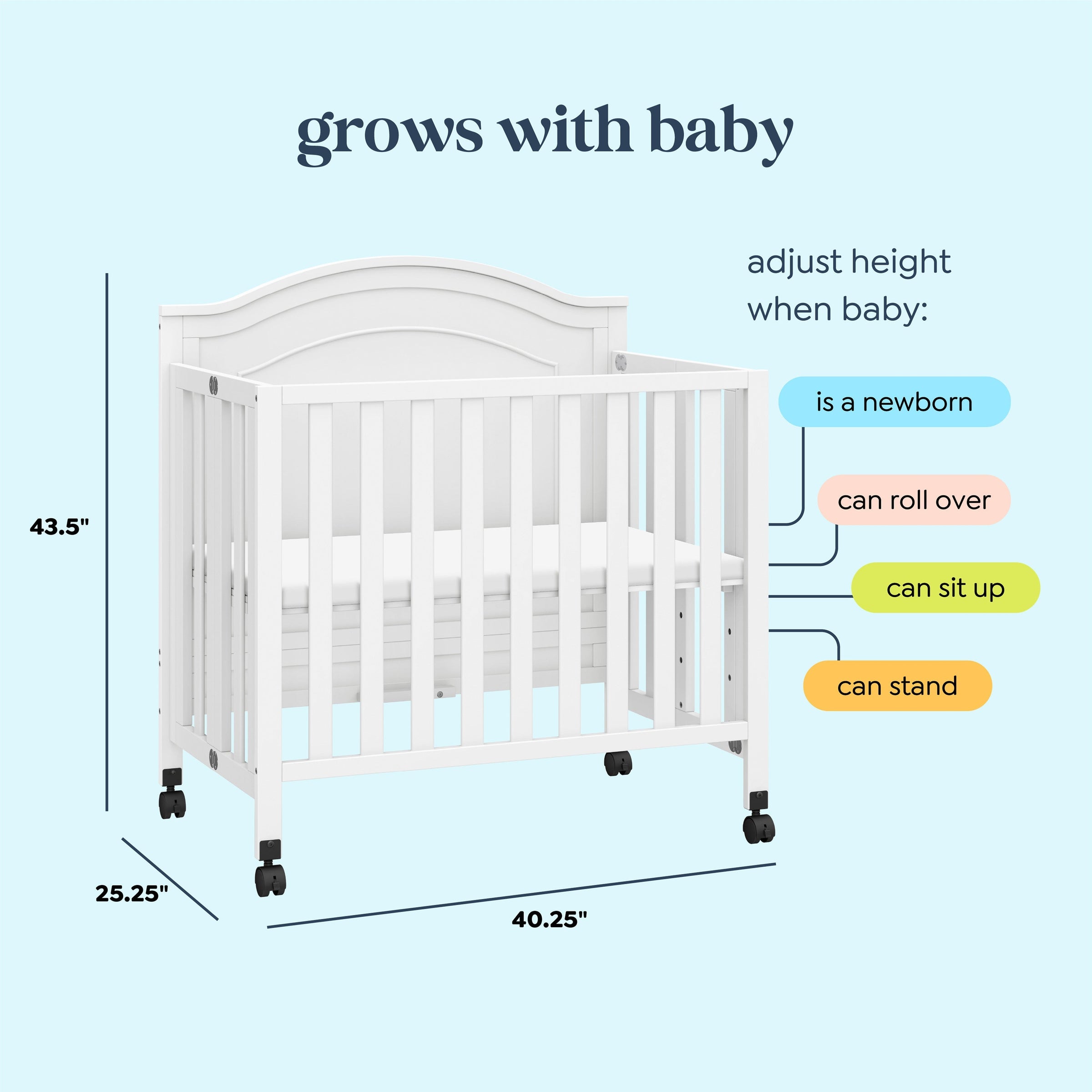 DaVinci Charlie Folding Portable 3-in-1 Mini Crib