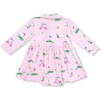 Angel Dear Dog Gone Golf Pink Long Sleeve Polo Bodysuit Dress