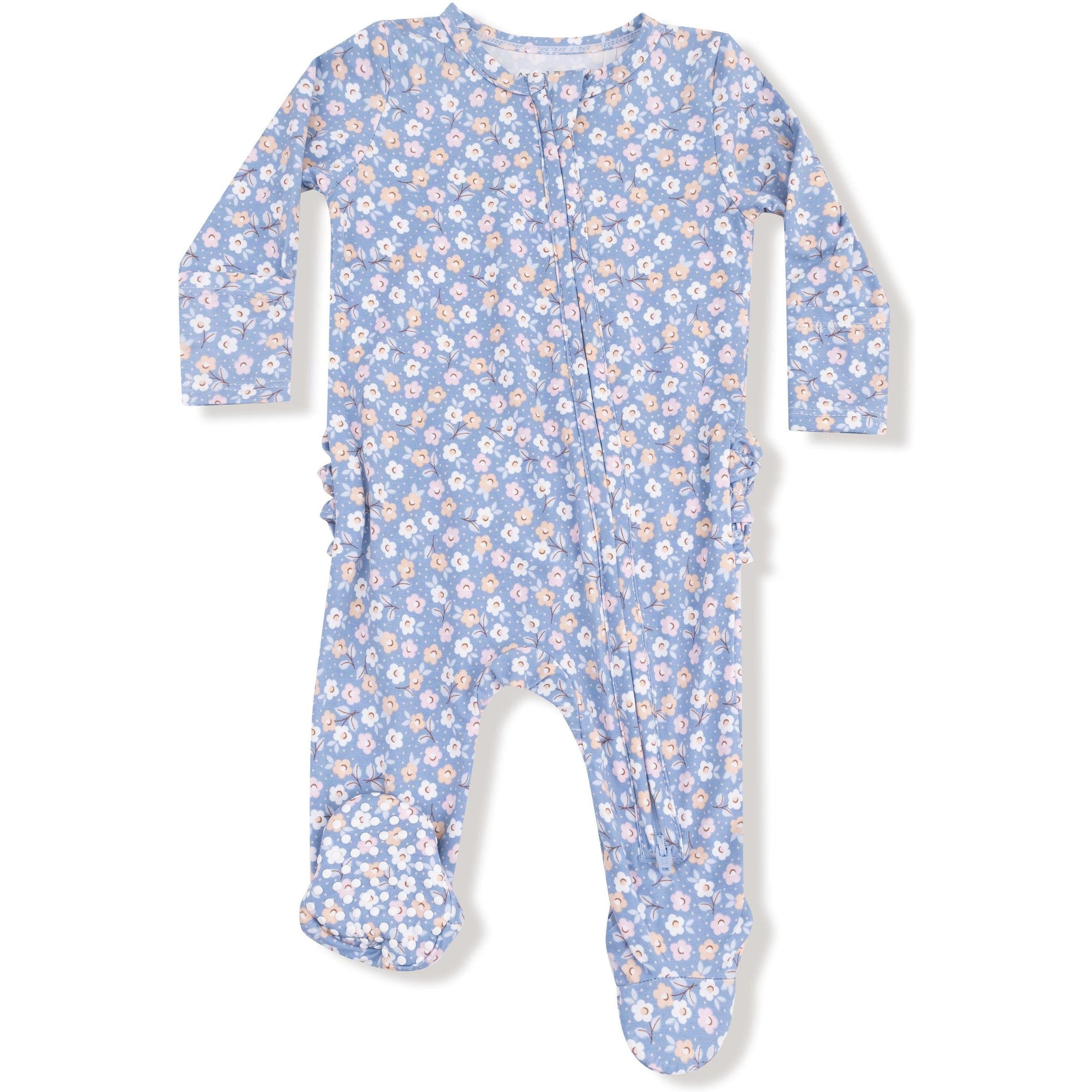 Angel Dear Country Calico 2 Way Zipper Ruffle Back Footie