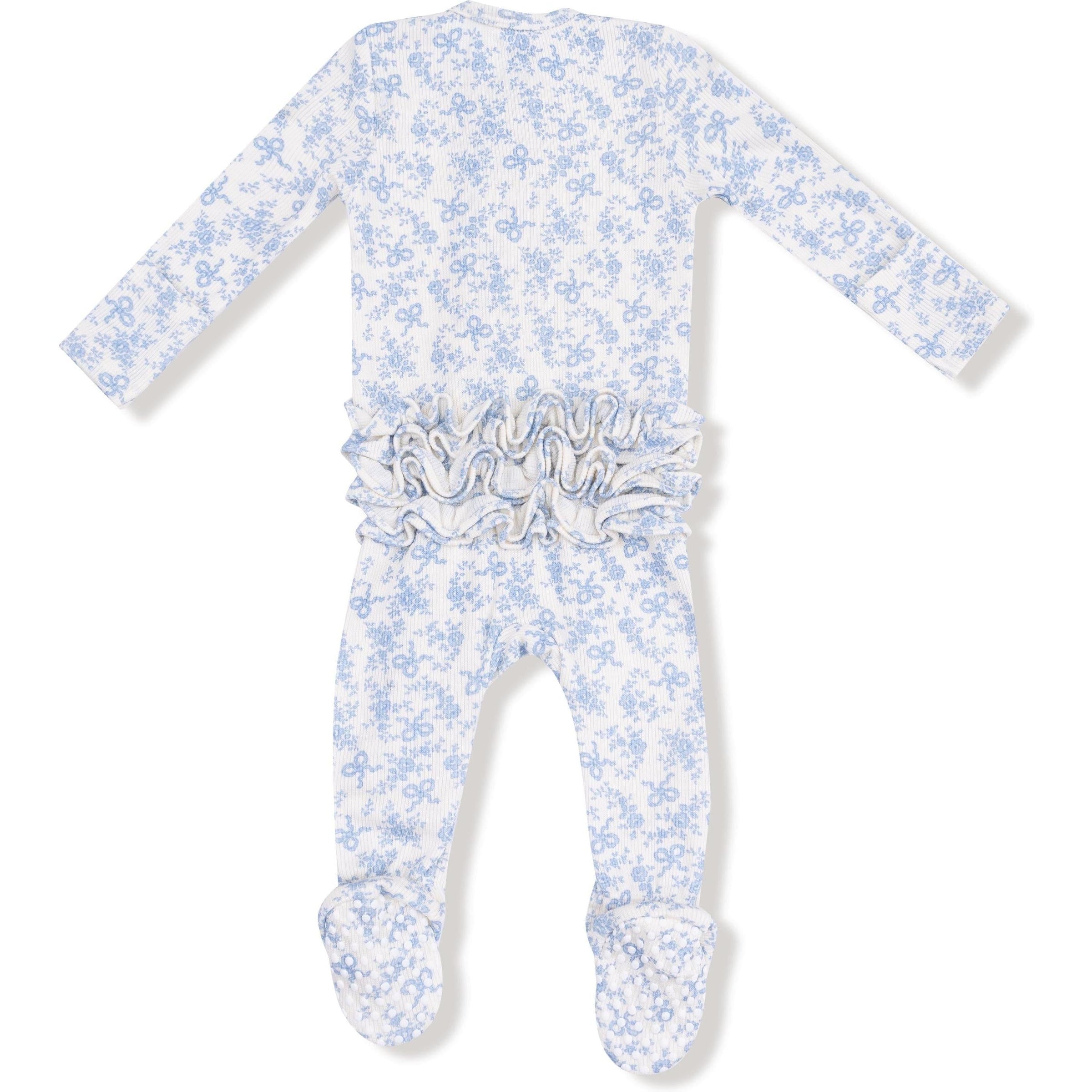 Angel Dear Romi Floral 2 Way Zipper Ruffle Back Footie