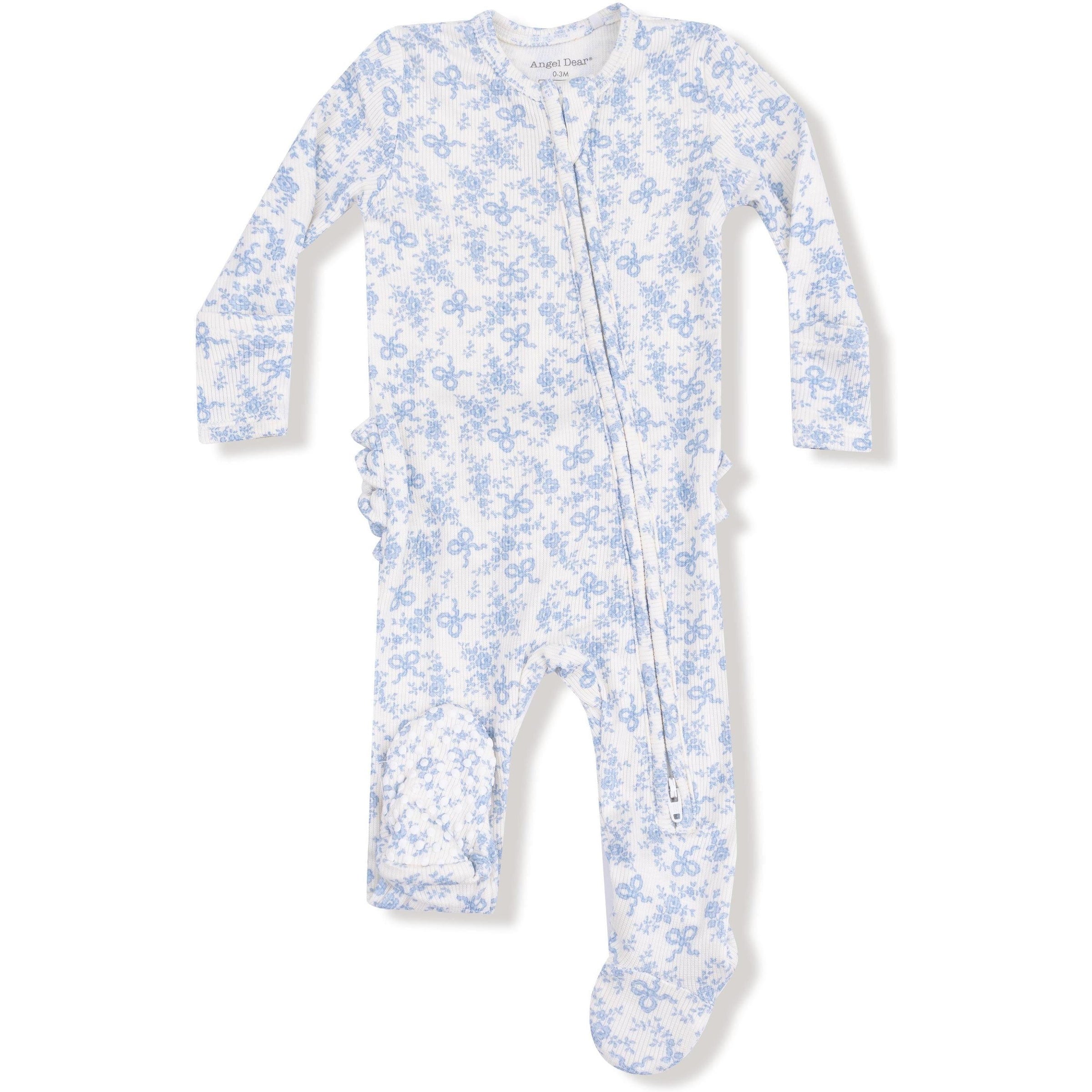 Angel Dear Romi Floral 2 Way Zipper Ruffle Back Footie