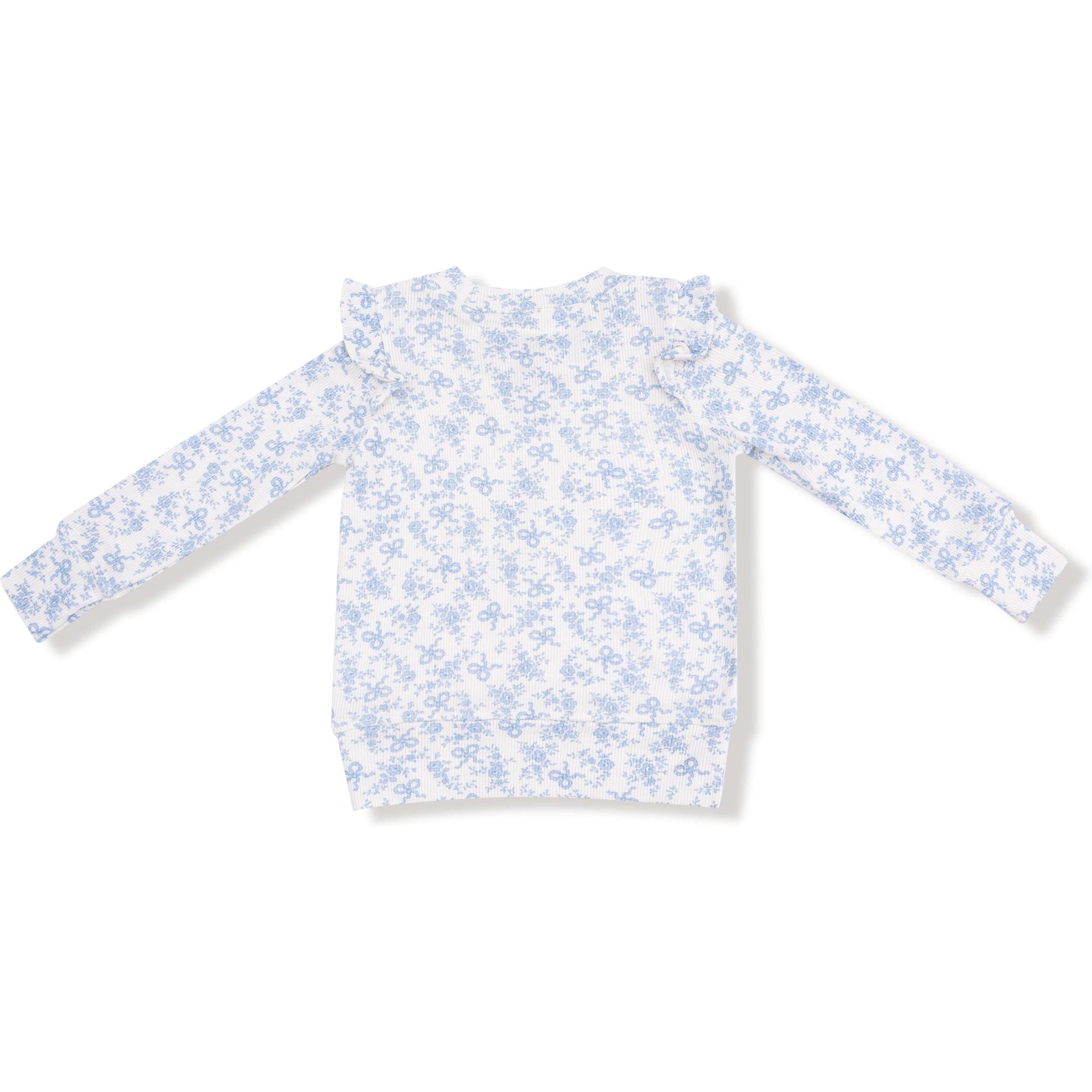 Angel Dear Romi Floral Ruffle Shoulder Rib Shirt and Waffle Flare Pant