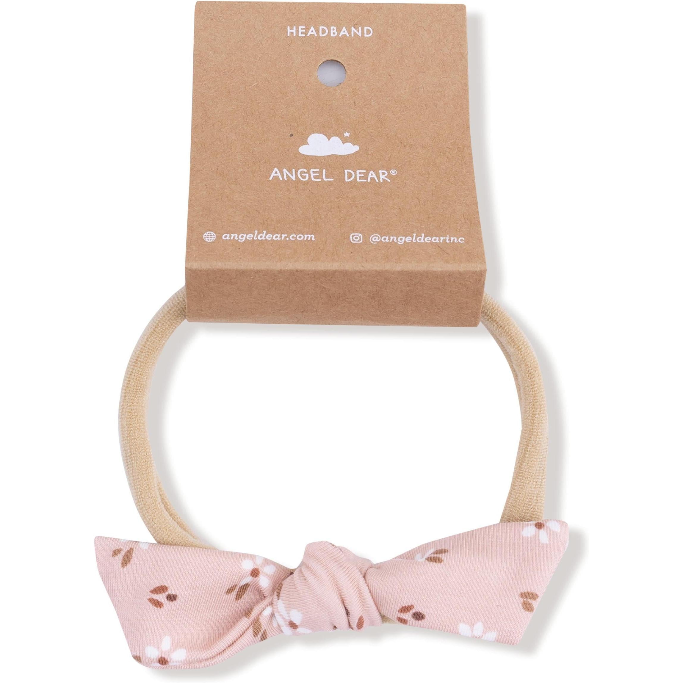 Angel Dear Carrie Floral Pink Bamboo Bow with Nylon Headband