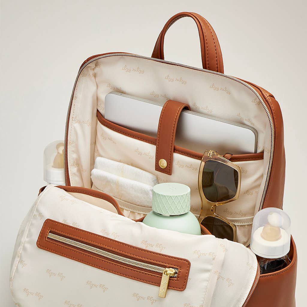 Itzy Ritzy Eras Backpack™ Diaper Bag: Cognac