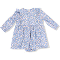Angel Dear Country Calico Ruffle Long Sleeve Bodysuit Dress