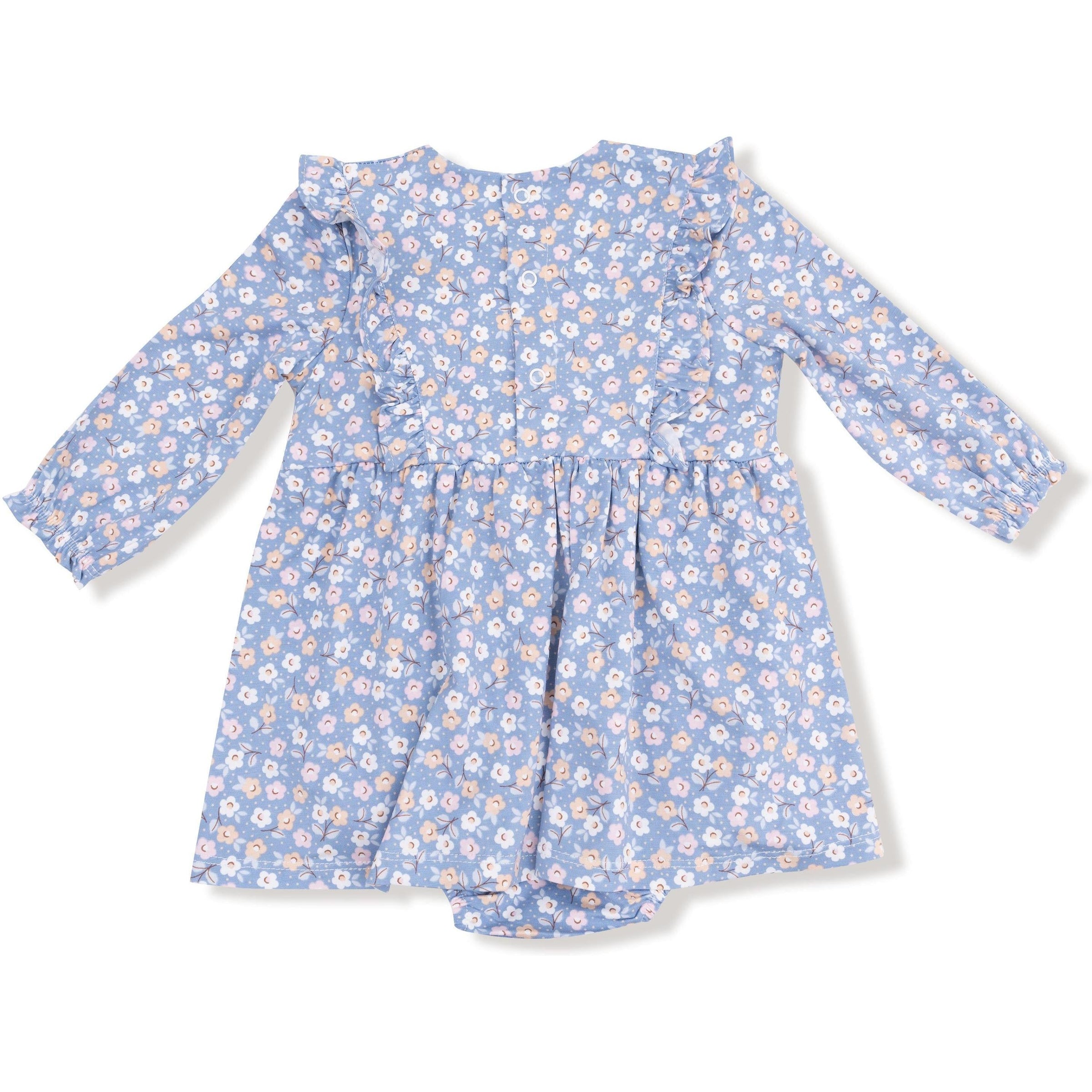 Angel Dear Country Calico Ruffle Long Sleeve Bodysuit Dress