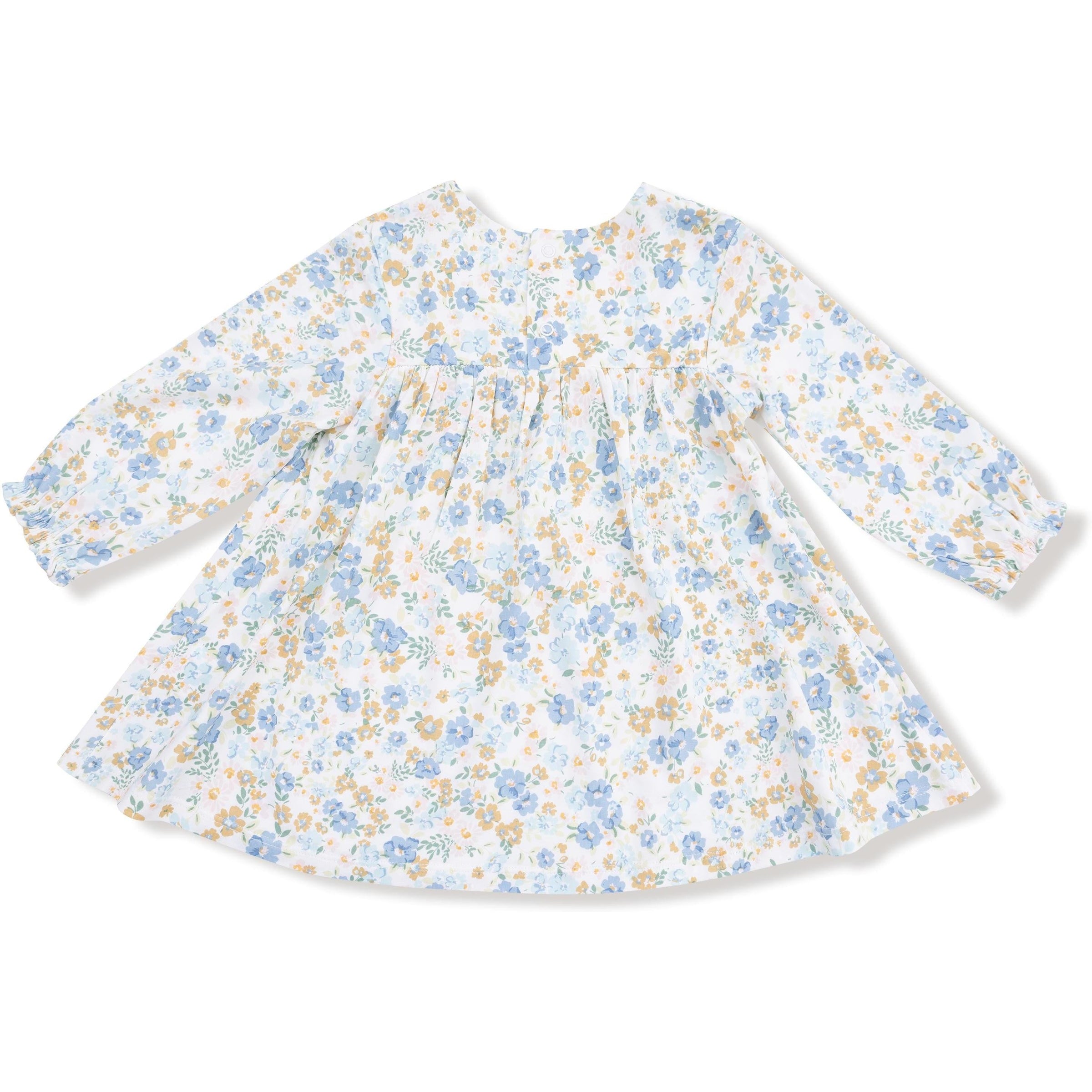 Angel Dear Sweet Rose Calico Smocked Ruffle Long Sleeve Dress + Ribbed Legging