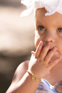 Cherished Moments Kids 14K Gold-Plated Cross Bracelet Baby Girl Baptism Gift: Medium 1-5 Years