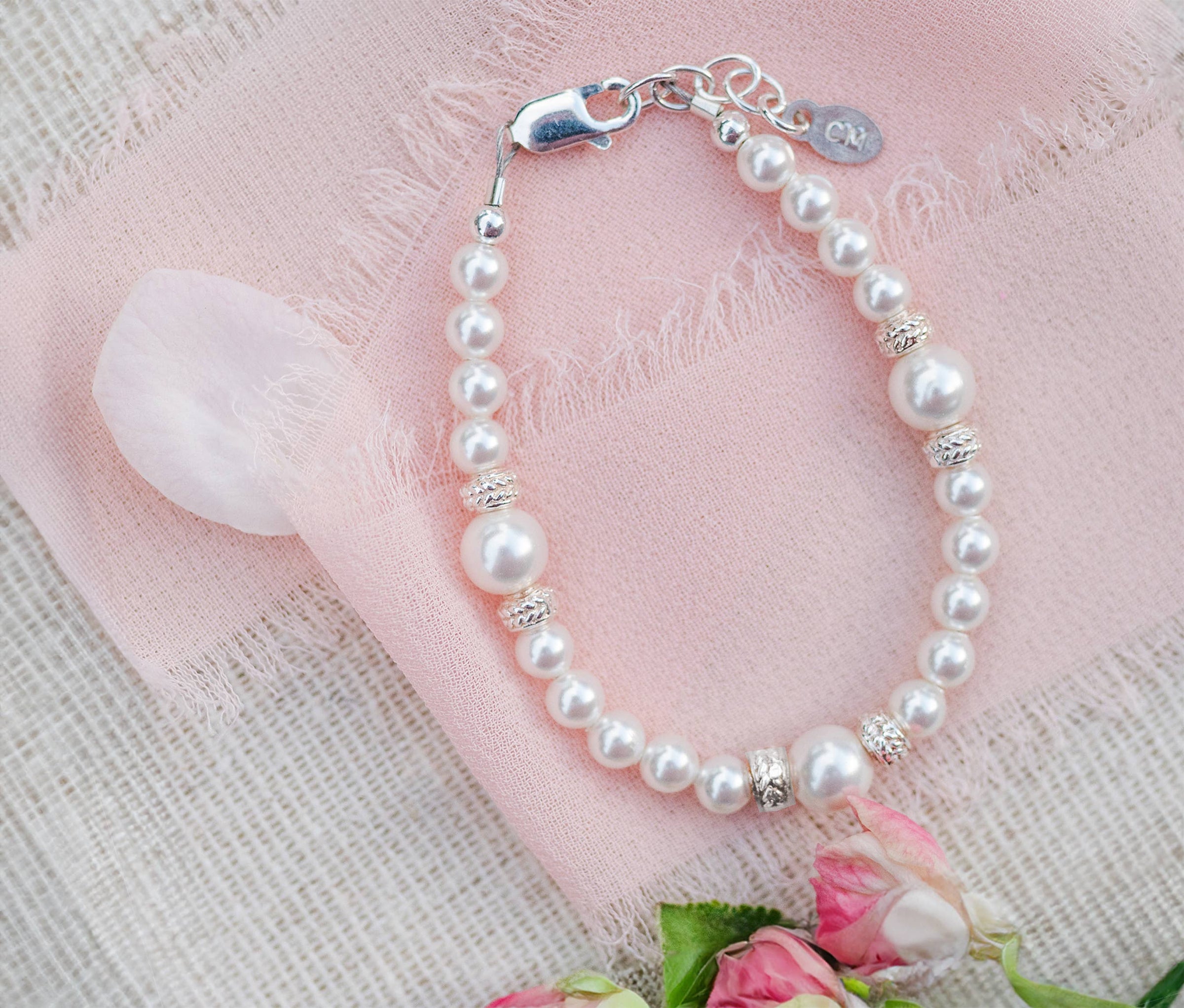 Cherished Moments Sophia - Sterling Silver Pearl Baby & Children's Bracelet