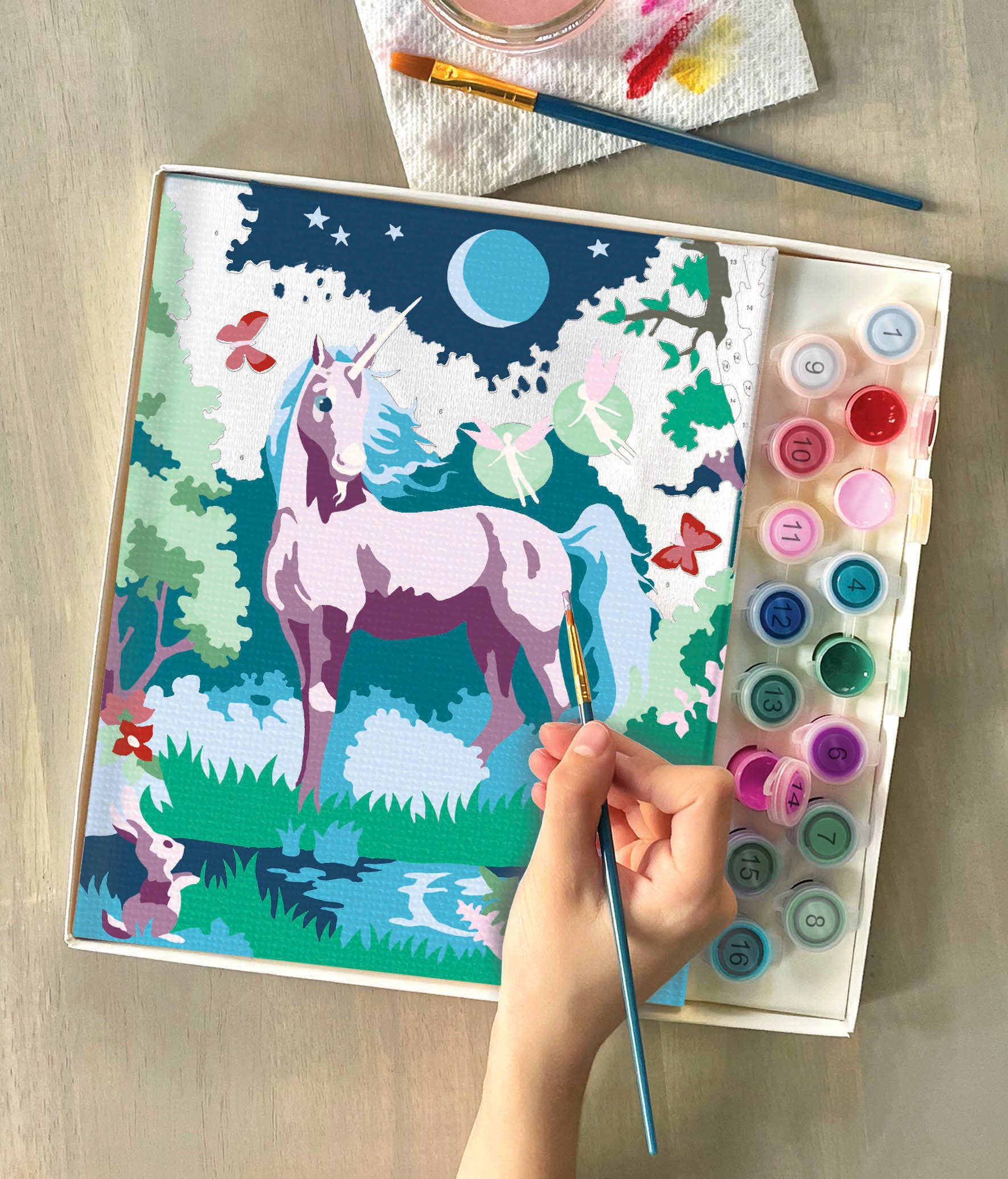 Bright Stripes iHeartArt Paint By Numbers Moonlit Unicorn