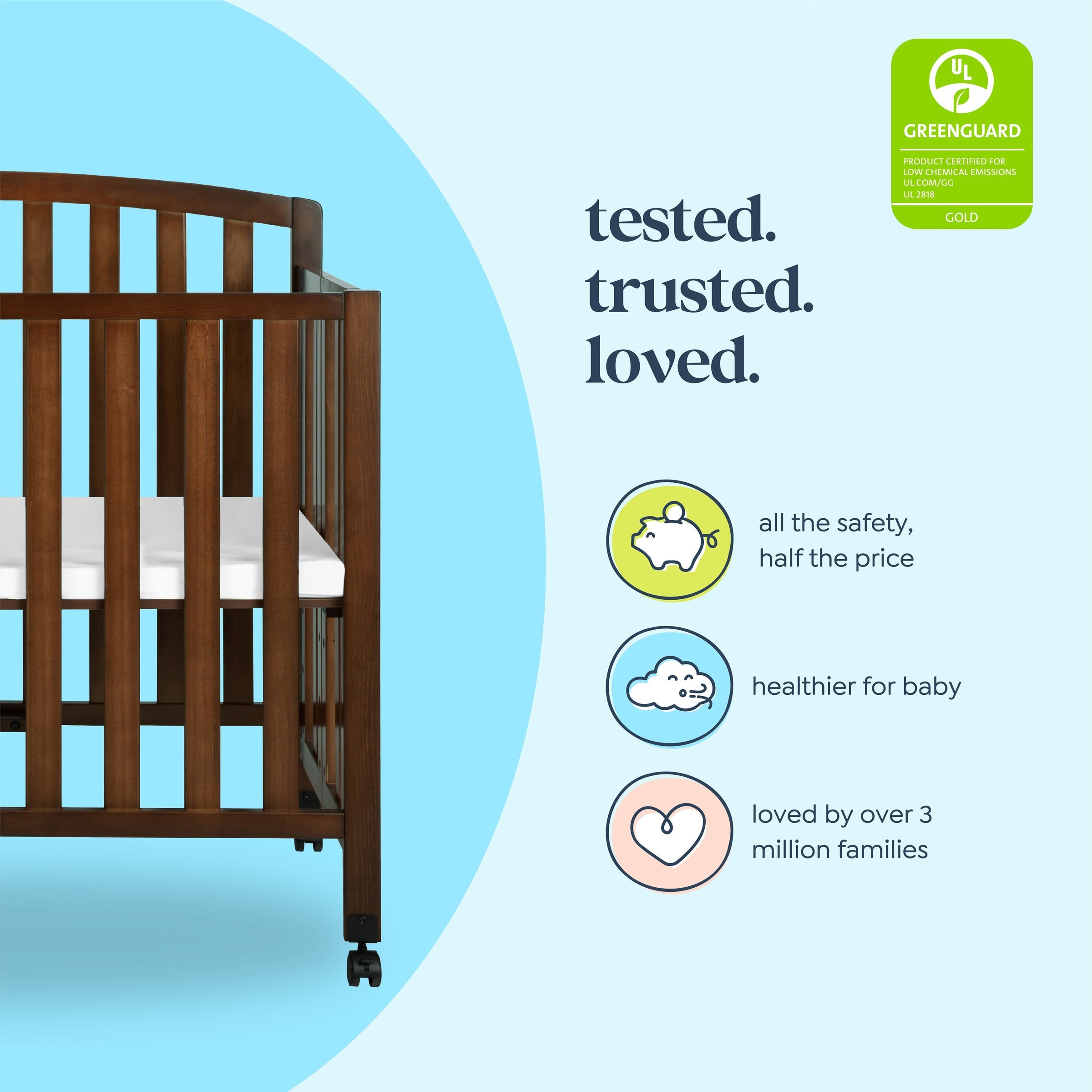 DaVinci Dylan Folding Portable 3-in-1 Mini Crib