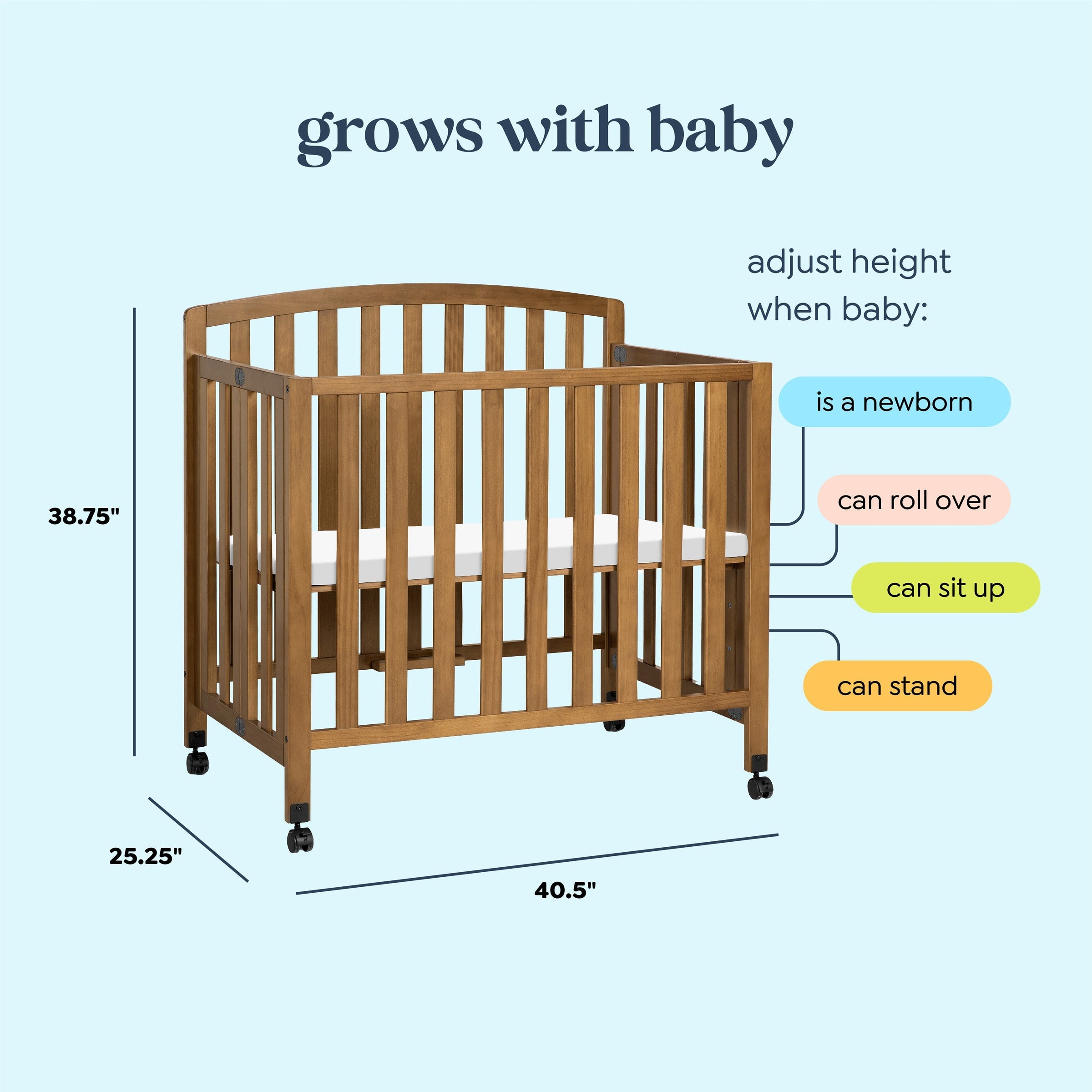 DaVinci Dylan Folding Portable 3-in-1 Mini Crib