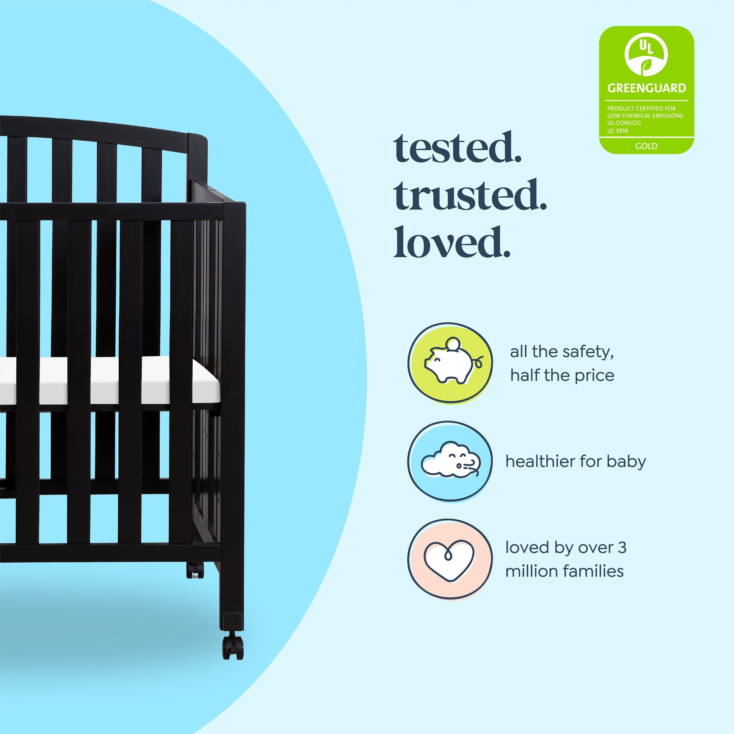 DaVinci Dylan Folding Portable 3-in-1 Mini Crib