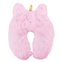 Iscream Unicorn Pink Furry Neck Pillow with Snap Closure