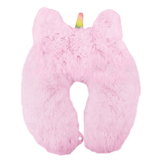 Iscream Unicorn Pink Furry Neck Pillow with Snap Closure