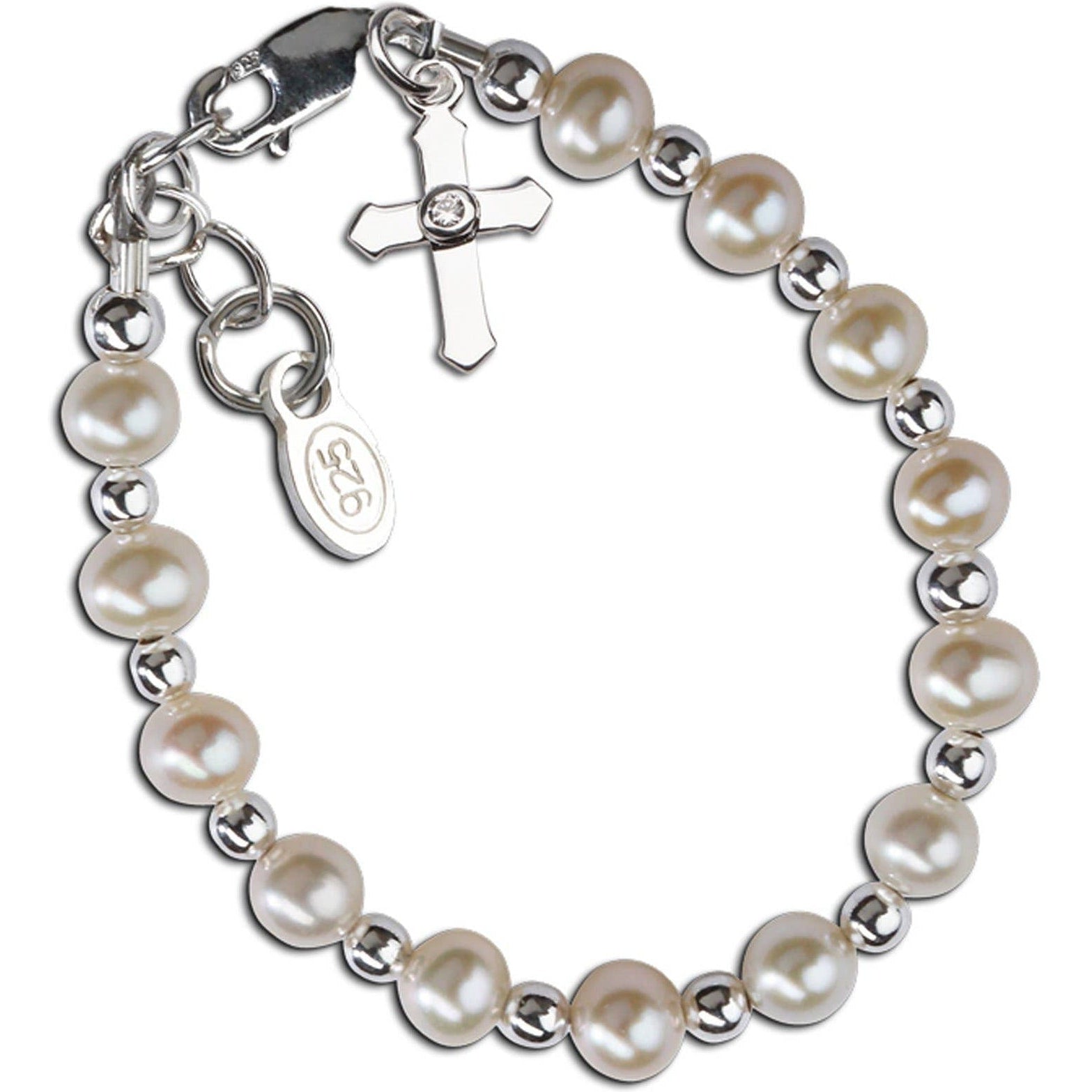 Cherished Moments Sterling Silver Baby and Girls Cross Bracelet Baptism Gift