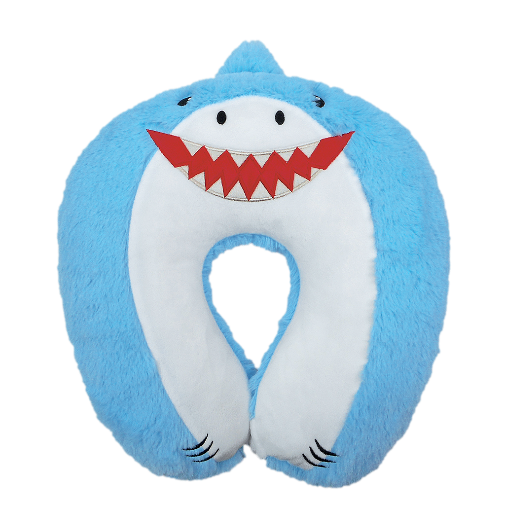 Iscream Shark Furry Neck Pillow with Snap Closure