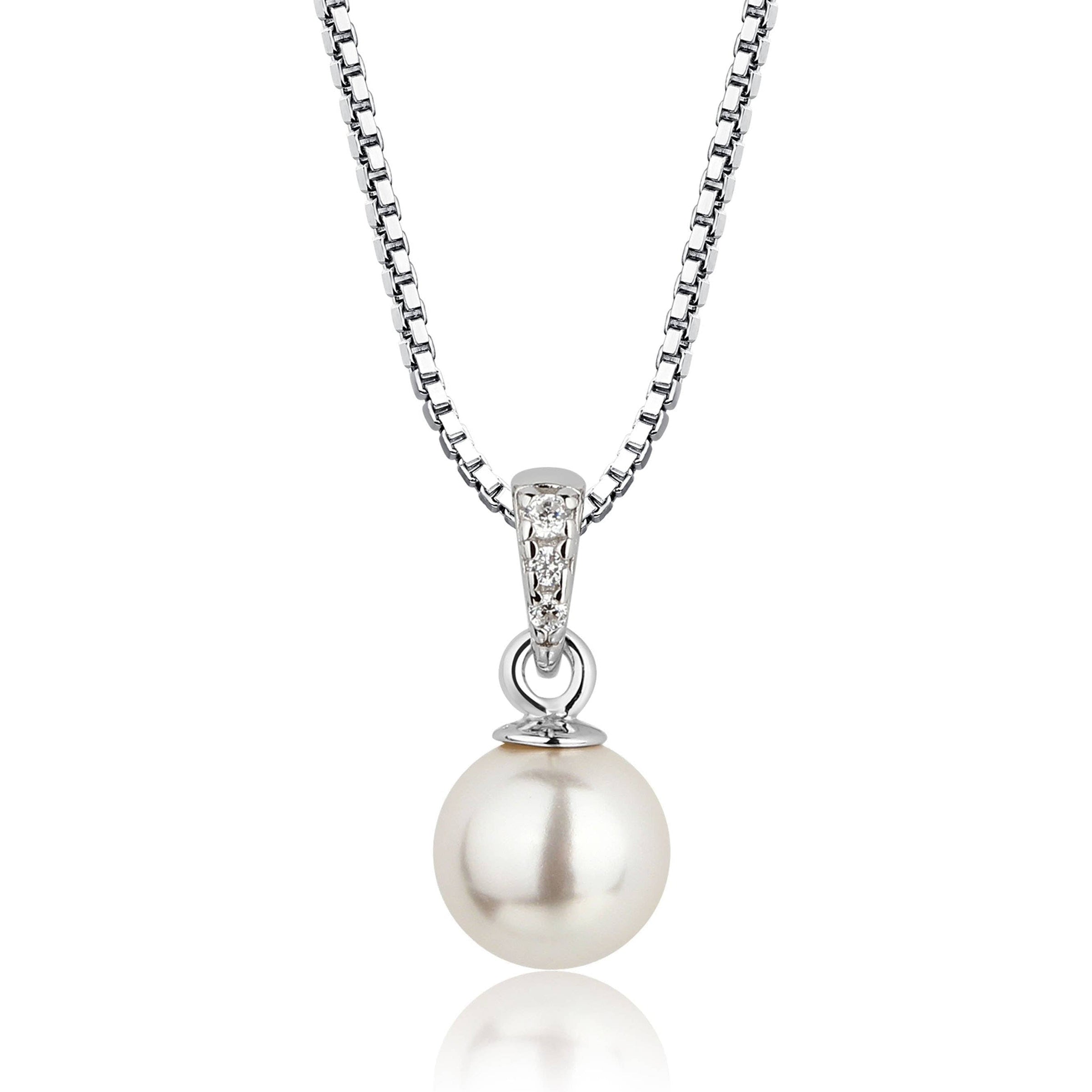 Cherished Moments Girls Sterling Silver Girls Pearl Pendant Necklace Kids