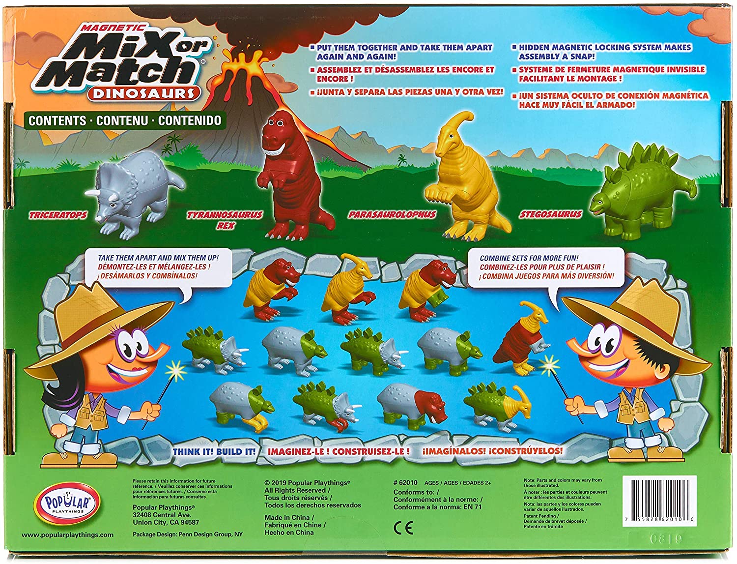 Popular Playthings Magnetic Mix Or Match Dinosaurs