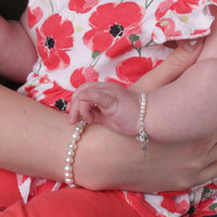 Cherished Moments - Mom and Me 2-Piece Pearl Cross Bracelet Baby Baptism Gift