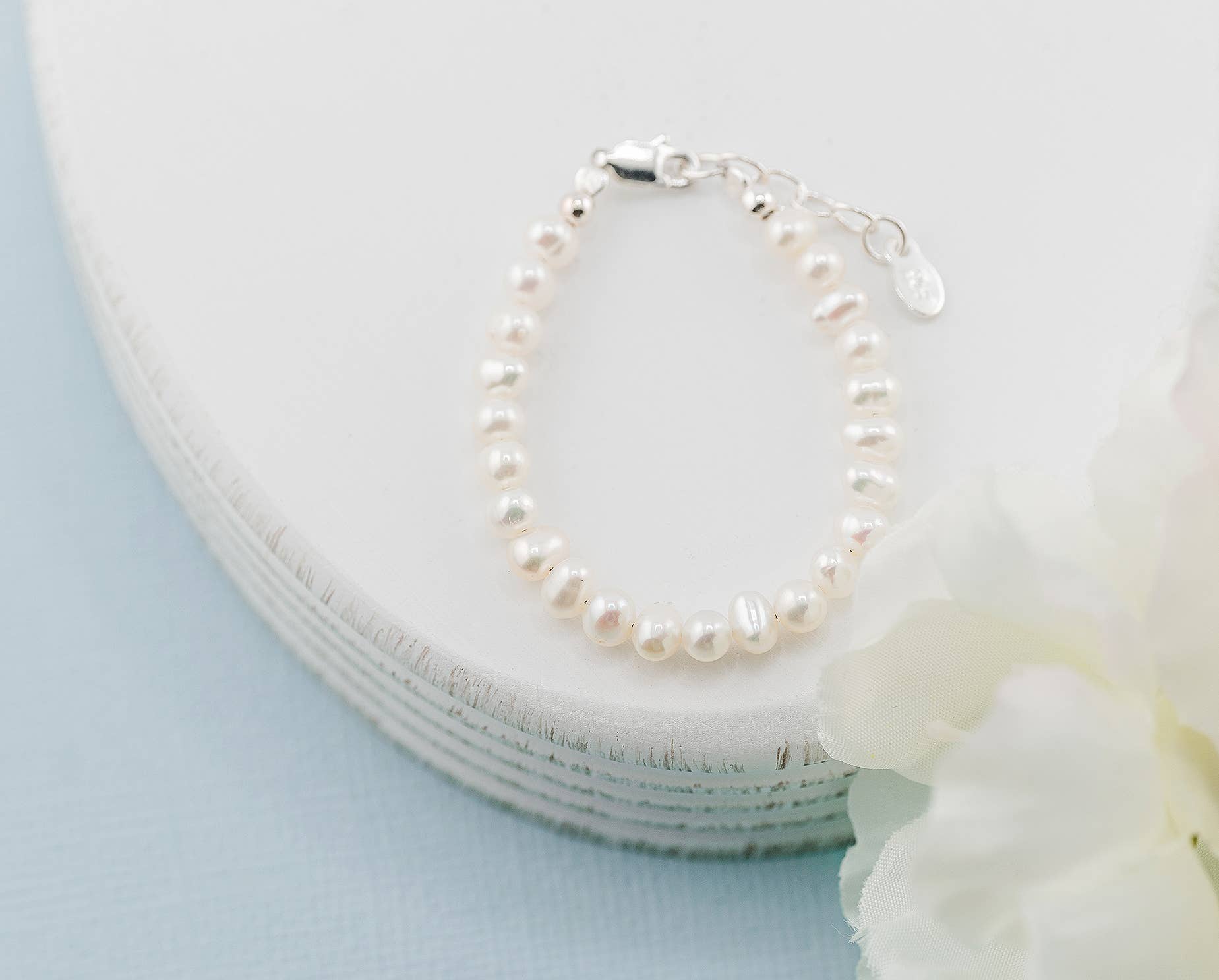 Cherished Moments - Kids Sterling Silver Freshwater Pearl Baby Girl Bracelet