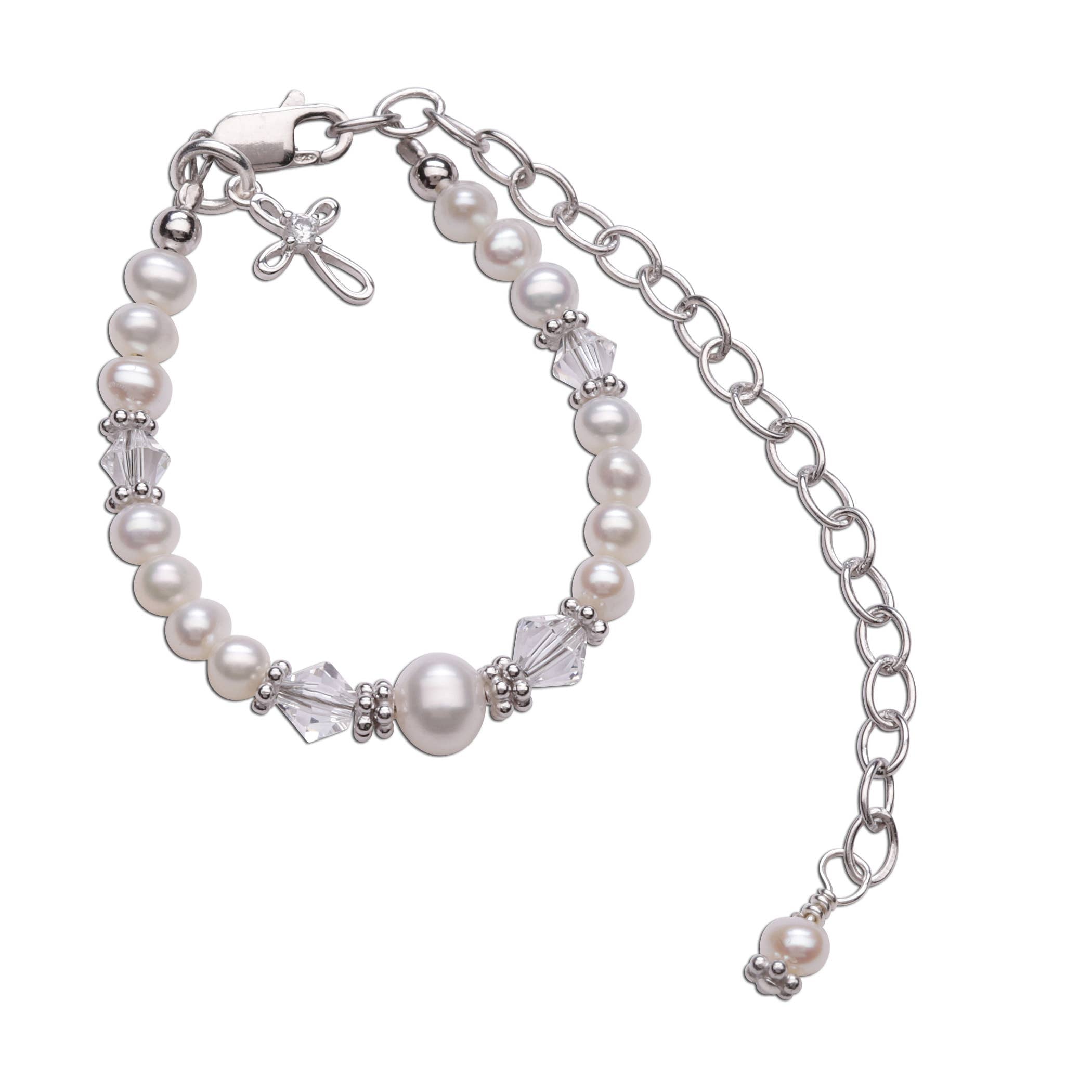 Cherished Moments - Girls Baby to Bride Sterling Silver Cross Baby Bracelet Gift