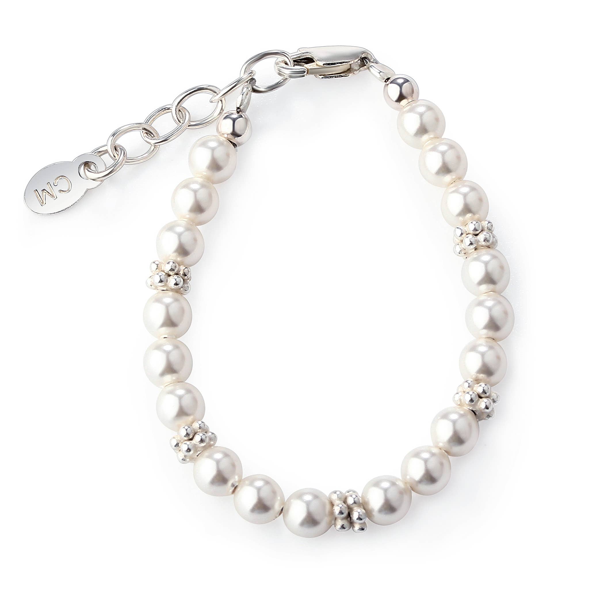 Cherished Moments - Girls Sterling Silver Pearl Baby Bracelet Kid's Jewelry