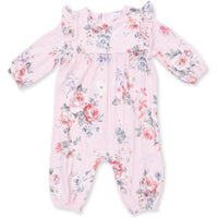 Angel Dear Painterly Rose Bouquets Ruffle Sleeve Snap Romper