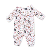 Angel Dear Southern Woodland Animals Pink Ruffle Sleeve Snap Romper