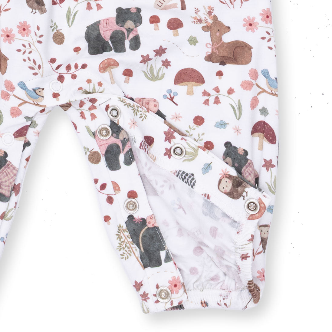 Angel Dear Southern Woodland Animals Pink Ruffle Sleeve Snap Romper