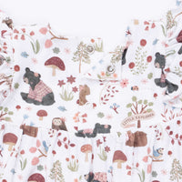 Angel Dear Southern Woodland Animals Pink Ruffle Sleeve Snap Romper