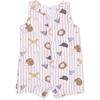 Angel Dear Vintage Baseball Stripe Sleeveless Shortie Romper