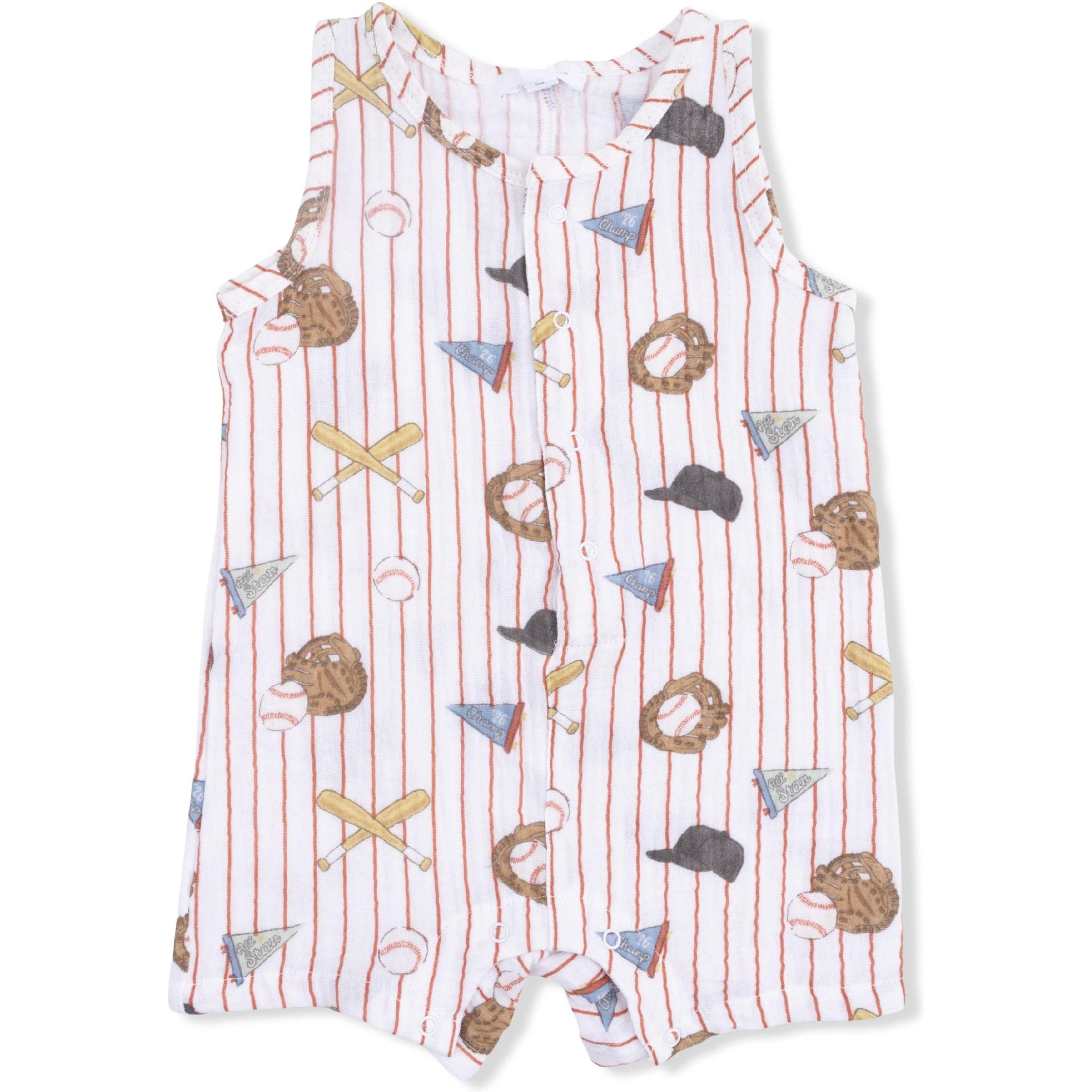 Angel Dear Vintage Baseball Stripe Sleeveless Shortie Romper