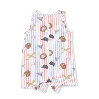 Angel Dear Vintage Baseball Stripe Sleeveless Shortie Romper