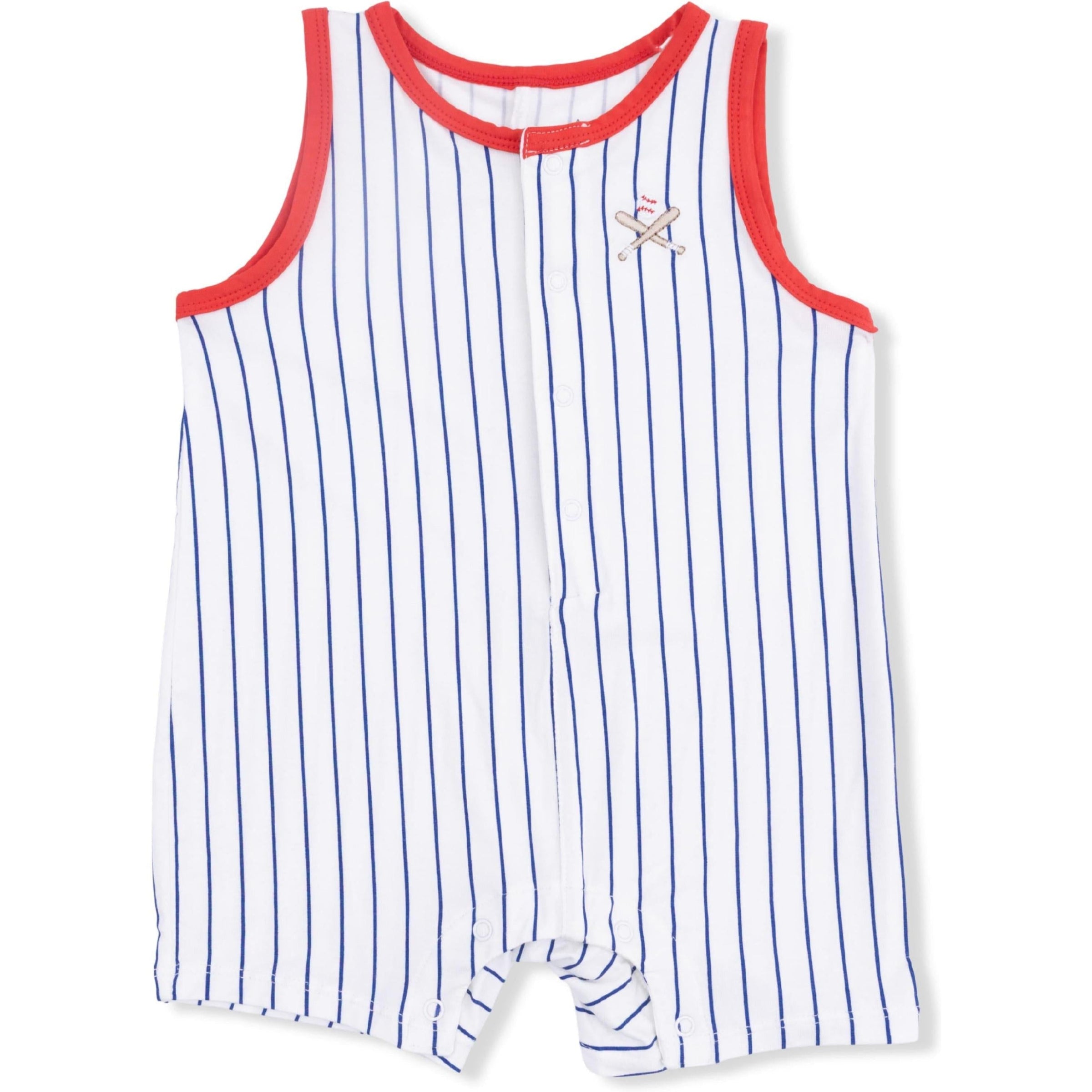 Angel Dear Baseball Stripe Sleeveless Shortie Romper