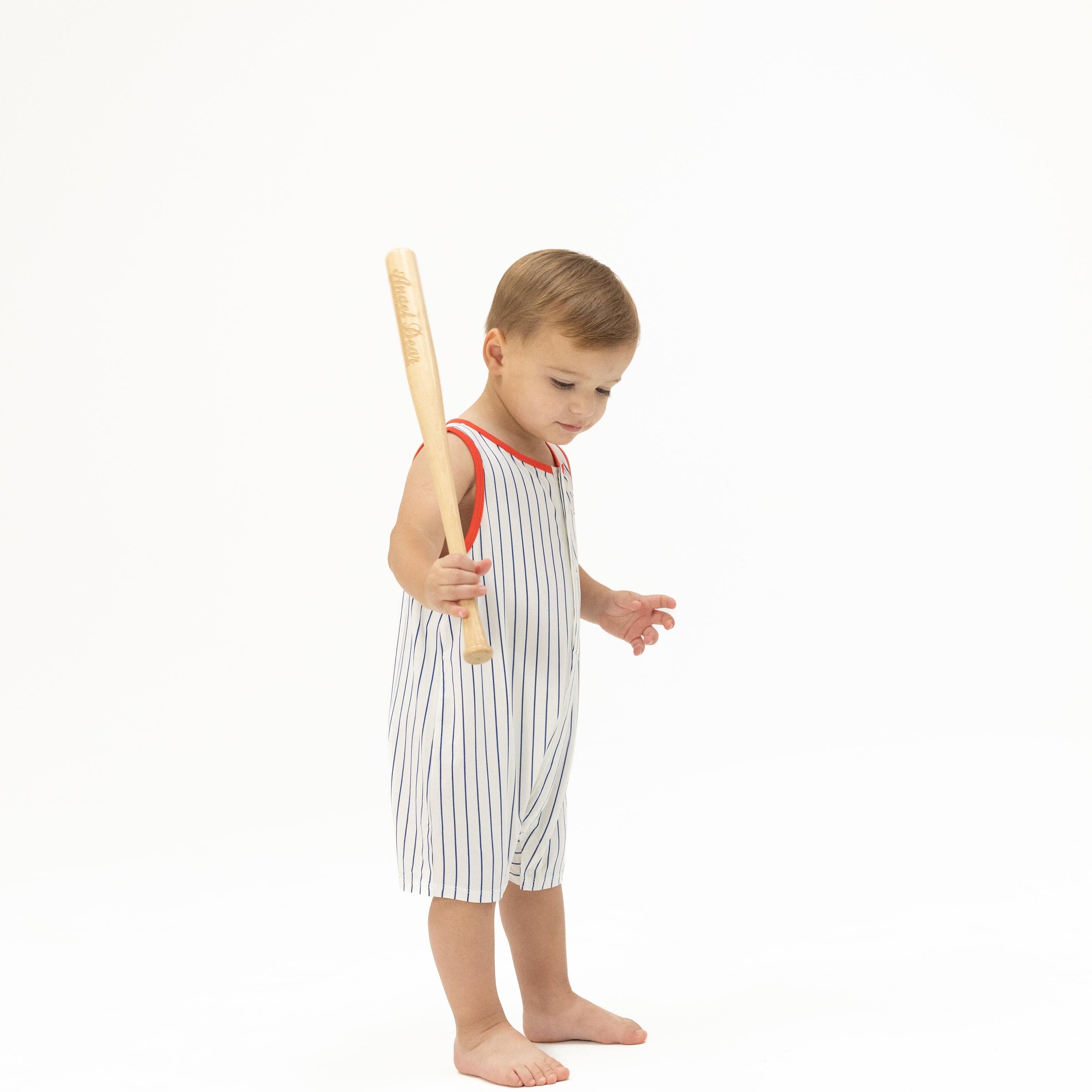 Angel Dear Baseball Stripe Sleeveless Shortie Romper