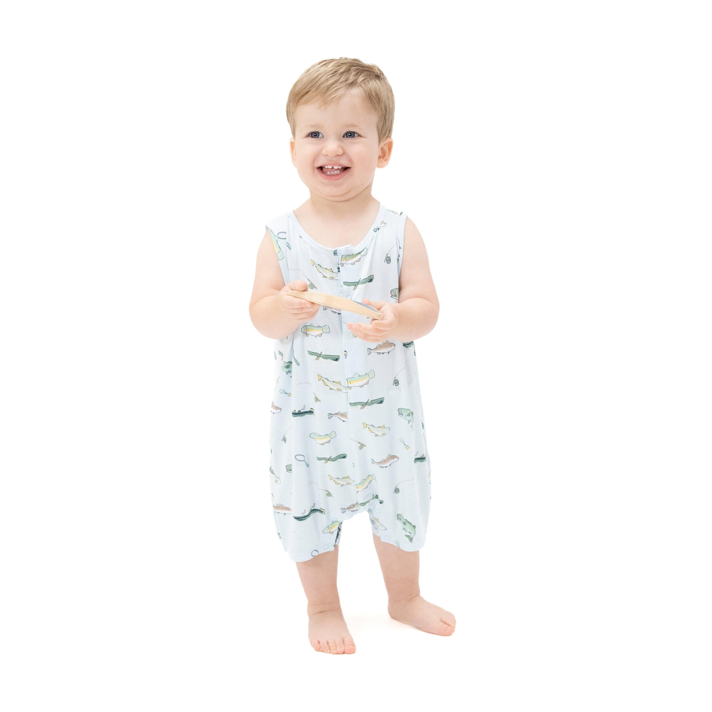 Angel Dear Fishing Sleeveless Shortie Romper
