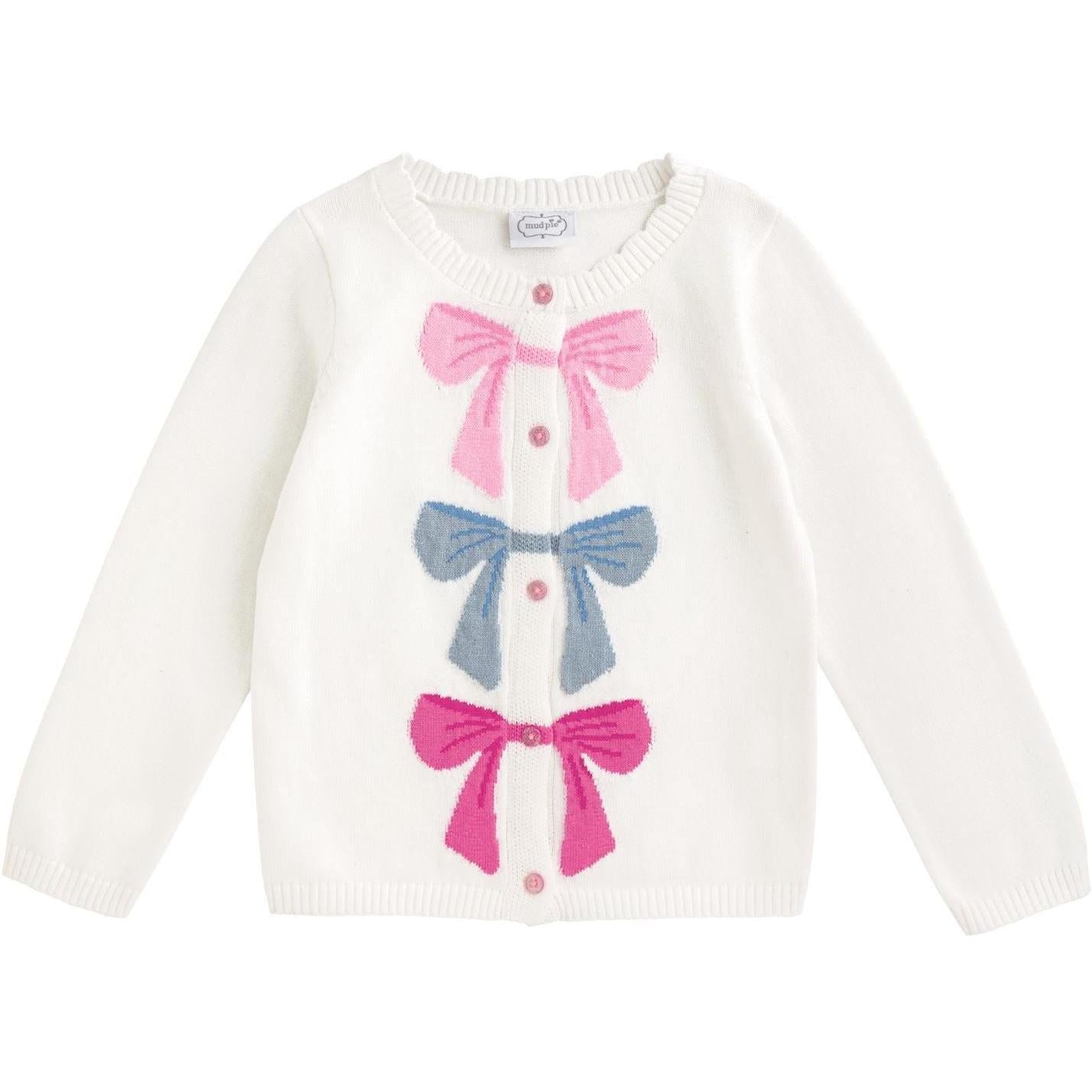 Mud Pie Colorful Bow Cardigan