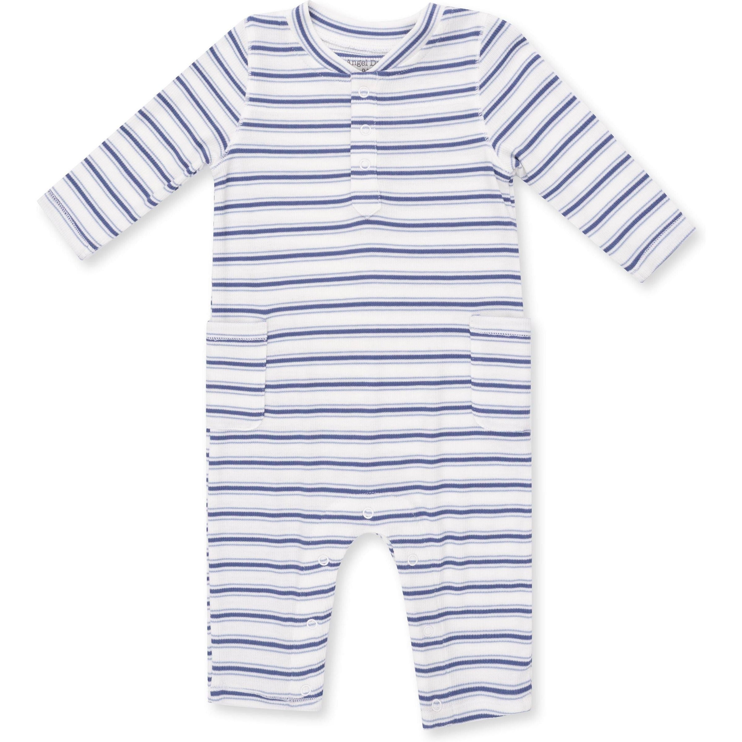 Angel Dear Vintage Stripe Blue Uni Romper