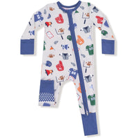 Angel Dear Game Day Grey 2 Way Zipper Romper