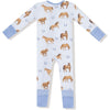 Angel Dear Horses Blue 2 Way Zipper Romper