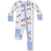 Angel Dear Horses Blue 2 Way Zipper Romper
