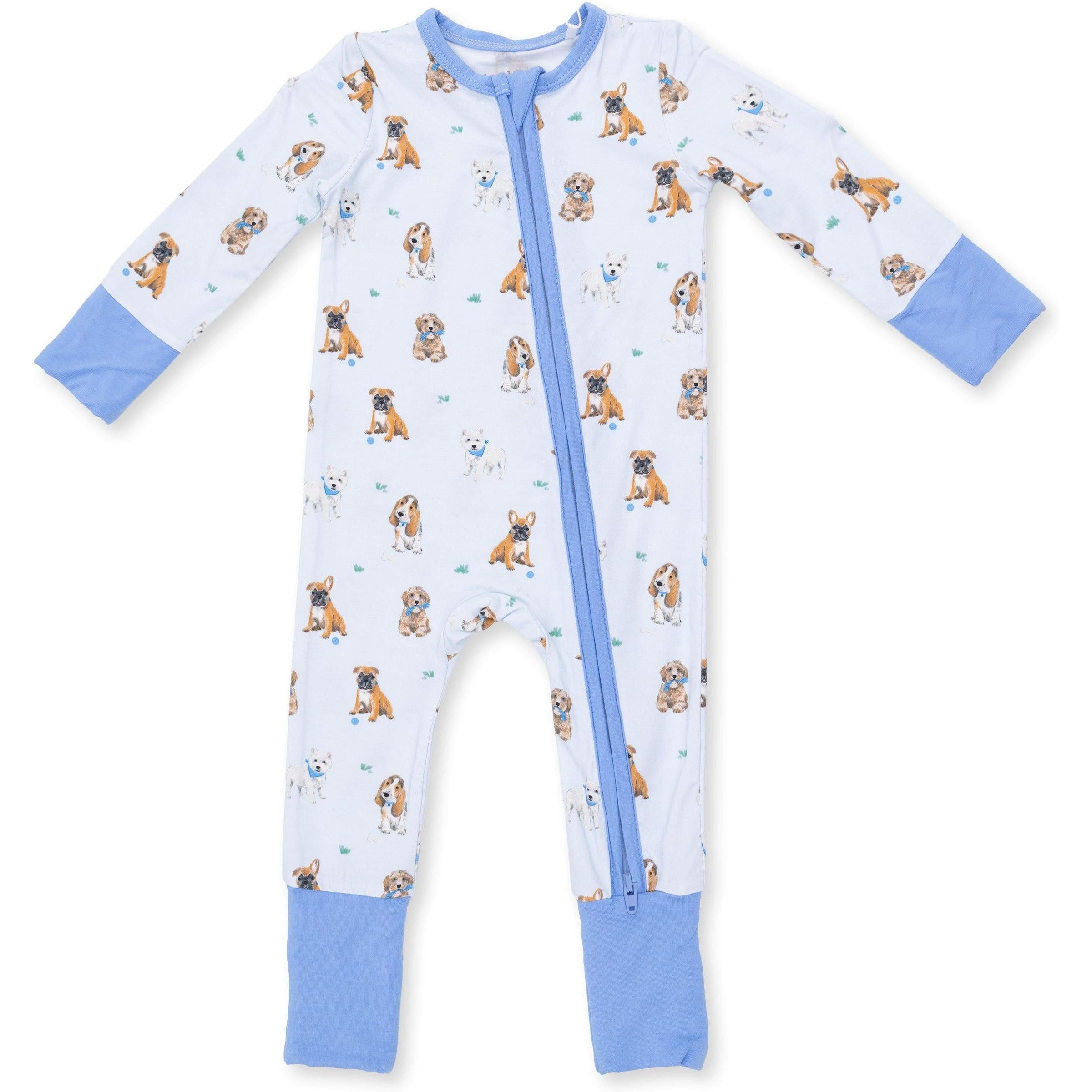 Angel Dear Bestie Dogs Blue Convertible Romper
