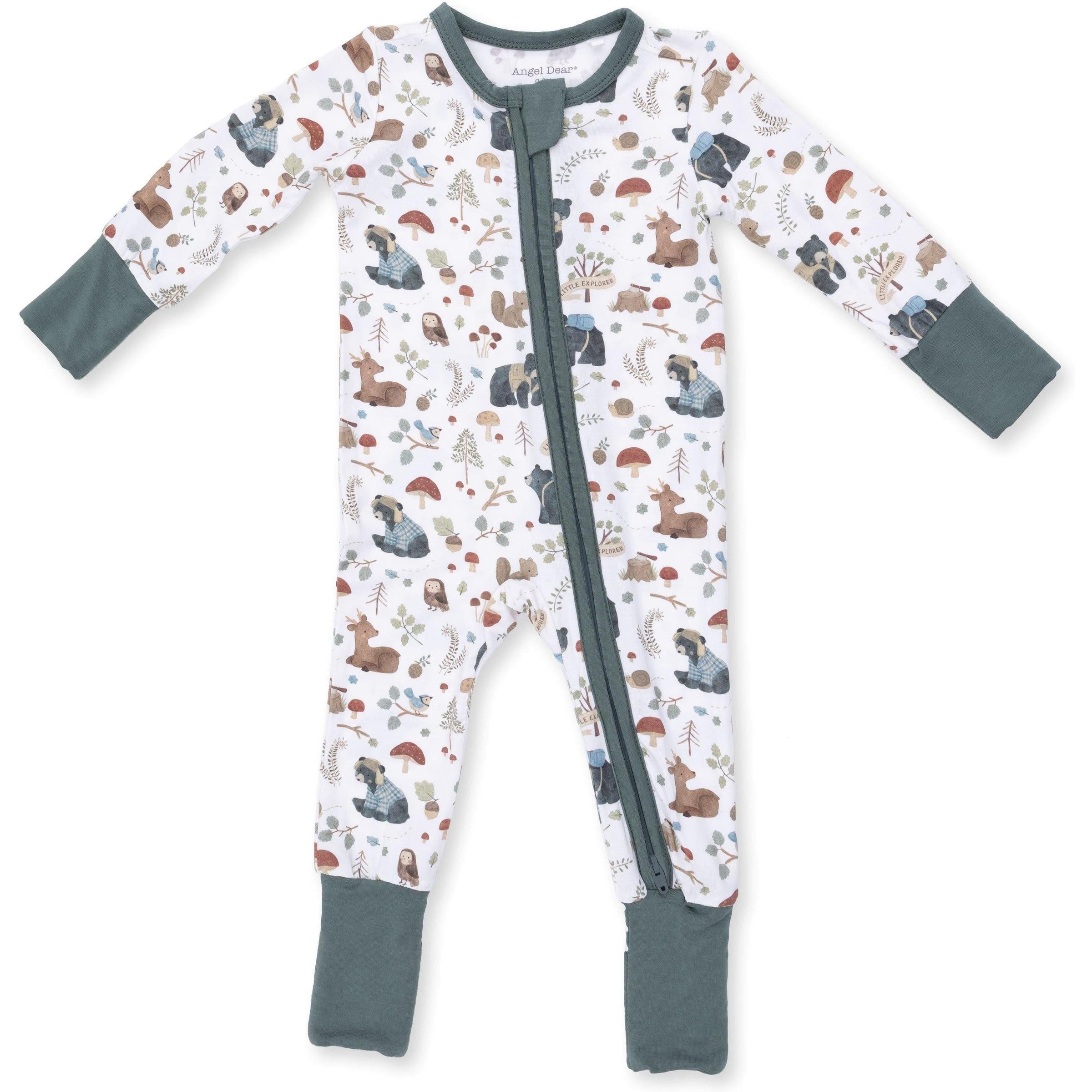 Angel Dear Southern Woodland Animals Green Convertible Romper