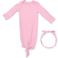Angel Dear Solid Candy Pink Knotted Gown & Headband