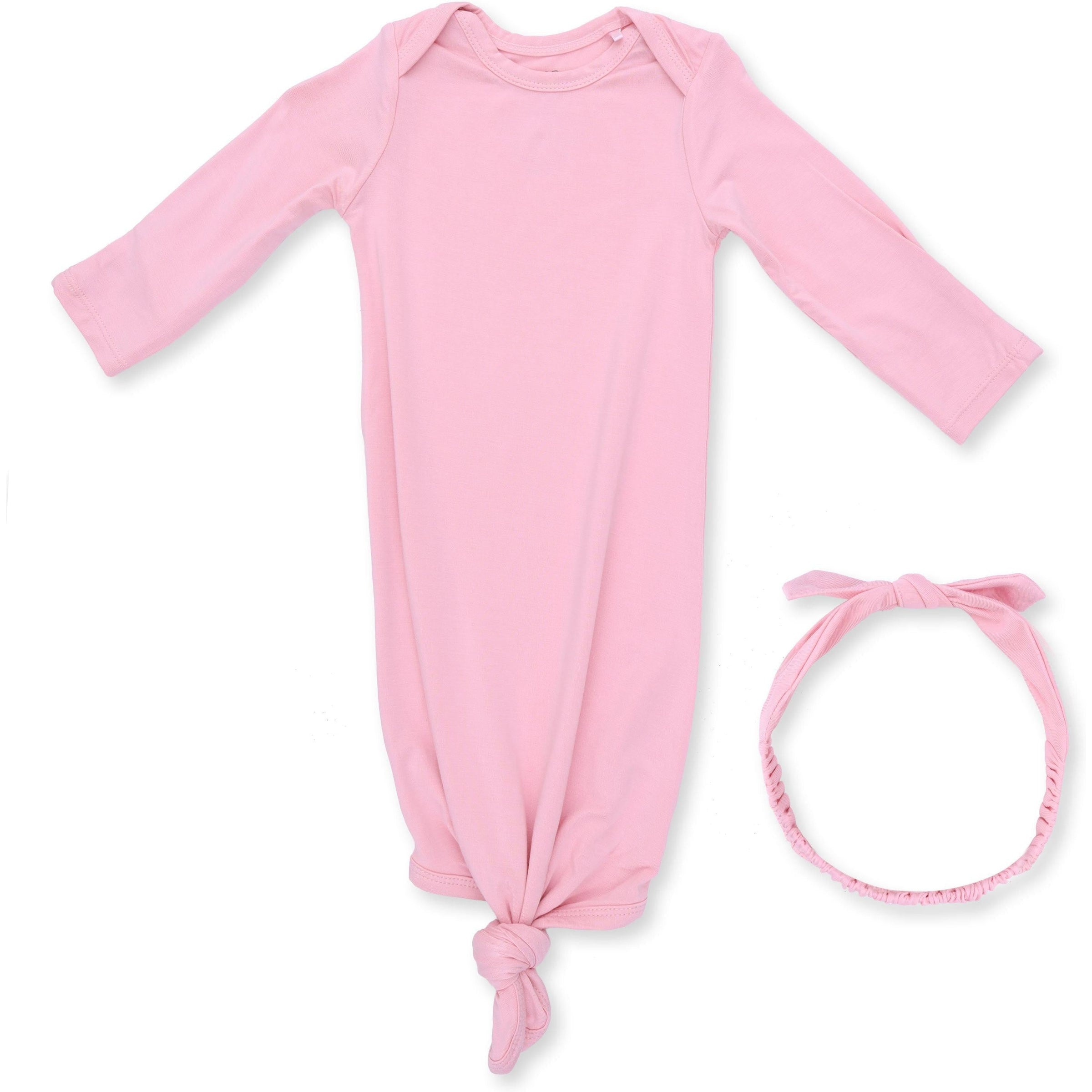 Angel Dear Solid Candy Pink Knotted Gown & Headband